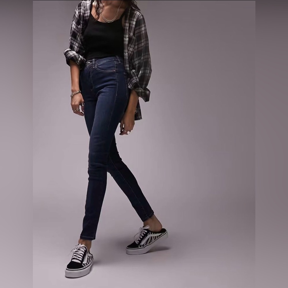 Topshop Jeans Women 26x30 Moto Leigh Skinny Indigo Blue Mid Rise Stretch